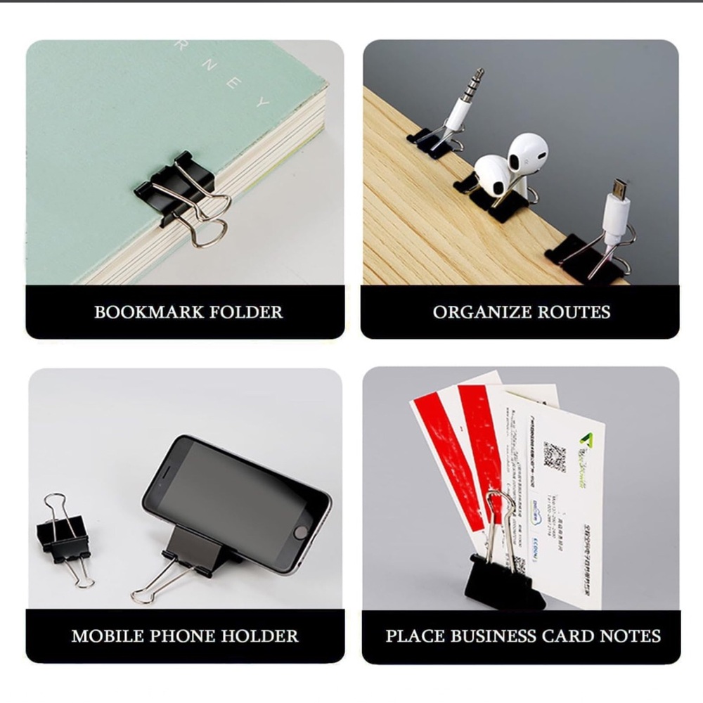 Black Binder Clips-Assorted 300+pcs - Picture 2 of 3